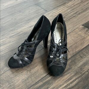 BCBGirls Chic Black Lace-Up Suede & leather Women's Heels
